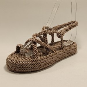 여성 밀키 브라운 대마 로프 샌들 봄 여름 슬리퍼 NEWFASHION COMFY GLADIATOR SLIP ON OPEN TOE BEACH 캐주얼 신발