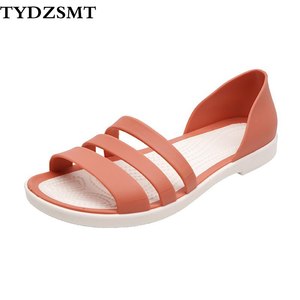 TYDZSMT 여름 플랫 샌들 여성 신발 2021 새로운 젤리 비치 편안한 캐주얼 슬리퍼 CHAUSSURES FEMME