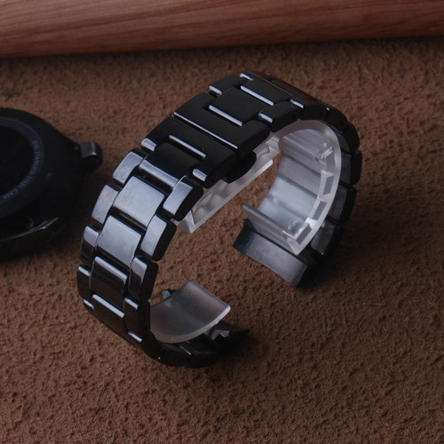 스마트 손목 시계에 대 한 세라믹 시계 밴드 스트랩 팔찌 맞는 삼성 기어 S3 프론티어 22MM 블랙 세련 된 액세서리 걸쇠