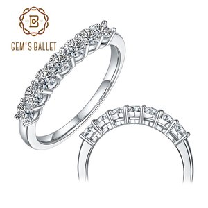 GEM&#039;S BALLET 925 스털링 실버 MOISSANITE 쥬얼리 0.7CT VVS1 클래식 스타일 DIAMOND ETERNITY BAND RING FOR WOMEN