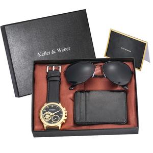 고급 선물 세트 남성용 럭셔리 남성 시계 절묘한 카드 신용 홀더 지갑 선글라스 친구 남편을 위한