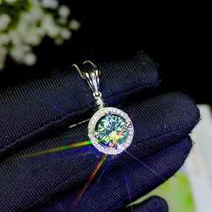 BOEYCJR 925 실버 1CT/2CT 블루 MOISSANITE VVS 약혼 여성을위한 우아한 웨딩 펜던트 목걸이 기념일 선물