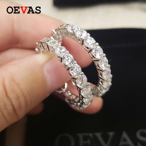 OEVAS 반짝 이는 여성을위한 MOISSANITE 후프 귀걸이를 만들었 최고 품질 100  925 스털링 실버 높은 탄소 다이아몬드 파인 쥬얼리