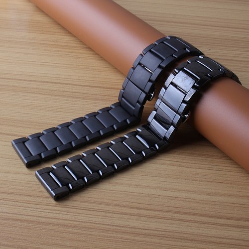 교체 고품질 시계 밴드 세라믹 블랙 매트 세련 된 스트랩 팔찌 22MM 남성에 대 한 긴 손목 금속 걸쇠