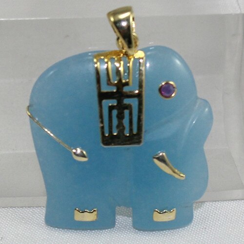 도매 새로운 디자인 동물 모양 블루 옥 코끼리 펜던트