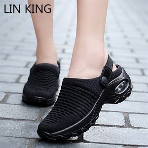 LIN KING 글레디에이터 샌들 여성 여름 플랫폼 신발 슬라이드 편안한 두꺼운 단독 숙녀 야외 비치 웨지 슬리퍼