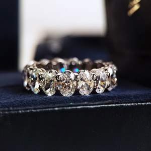 럭셔리 타원형 컷 MOISSANITE 다이아몬드 반지 100% 원래 925 스털링 실버 약혼 웨딩 밴드 여성을위한 신부 보석