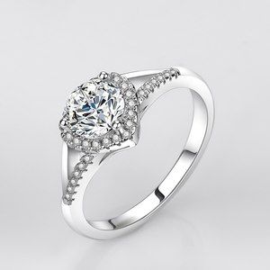 여성을위한 반지 실버 925 천연 다이아몬드 웨딩 고급 럭셔리 보석 4-10 크기 간단한 기질 큰 선물