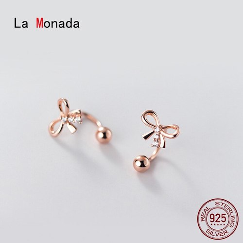 LA MONADA-여성용 귀걸이 나비 피어싱 귀 925 작은 실버 귀걸이, 패션 소녀 스터드