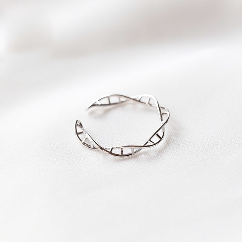 새로운 실버 DNA 더블 헬릭스 구조 925 조정 가능한 반지 여성을위한 원래 수제 소녀 패션 쥬얼리