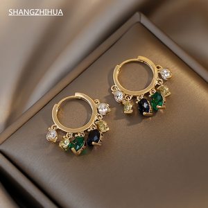 SHANGZHIHUA-새로운 라이트 럭셔리 골드 귀걸이 보석 펜던트 절묘한 패션 여성 파티 선물, 2021