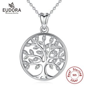 EUDORA AAA 지르콘 여성와 생활 펜던트 목걸이의 100  925 순은 나무 소녀 생일 D170를위한 유행 보석 선물