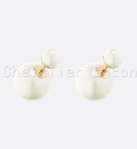 CHEVALIER D &#039;EON 여성용 패션 진주 스터드 귀걸이 심플한 디자인 비대칭 양면 쥬얼리
