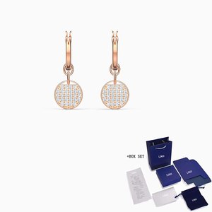 패션 SWA 새로운 스타일 진저 미니 피어싱 귀걸이 매력적인 동전 라운드 장식 로즈 골드 로맨틱 보석 선물 여성를 위한