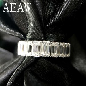 AEAW 2CTW F 컬러 약혼 반지 웨딩 MOISSANITE 바게트 반 영원의 다이아몬드 밴드 스털링 실버 여성용