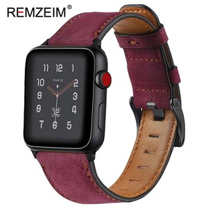 REMZEIM 새로운 정품 가죽 시계 밴드 애플 5 4 시리즈 3/2/1 스포츠 팔찌 42MM 38MM 스트랩 IWATCH