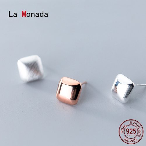 LA MONADA-여성 귀걸이 피어싱 귀 925 작은 실버 패션 소녀 스터드 스퀘어, 여성을 위한