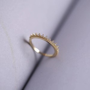 925 스털링 실버 프랑스어 간단한 크라운 반지 여성 클래식 패션 궁전 스타일 14K 골드 도금 보석 친구 선물