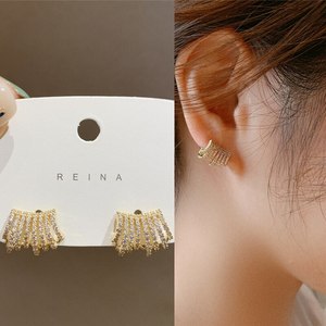 여성 스터드 귀걸이 기하학 크리스탈 간단한 고급 감각 패션 쥬얼리 도매
