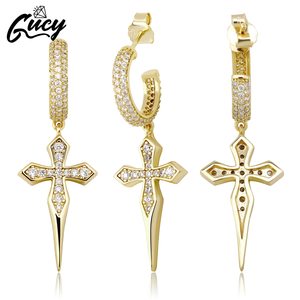 GUCY 새로운 패션 AAAA 큐빅 지르콘 크로스 귀걸이 여성을 위한 간단한 스타일 보석 액세서리 절묘한 선물