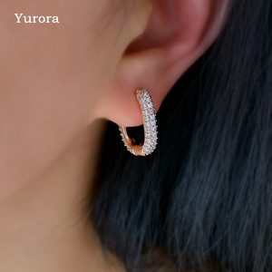 여성을 위한 현대 다채로운 후프 귀걸이 전체 지르콘 스톤 로즈 골드 블랙 5 색 럭셔리 피어싱 패션 쥬얼리 2021