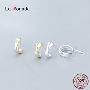 라 MONADA 작은 여성 귀걸이 미니멀리스트 크로스 C 디자인 925 실버 쥬얼리 패션 스터드