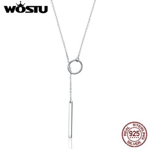 WOSTU 원래 100  925 스털링 실버 절묘 한 크로스 서클 라인 펜 던 트 목걸이 S925 럭셔리 보석 선물 CQN304