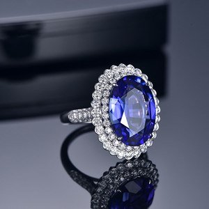 925 실버 여성을위한 진한 파란색 타원형 TANZANITE 보석 반지를 만들었습니다 BIRTHSTONE CZ 조정 가능한 반지 좋은 선물 DROPSHIPPING