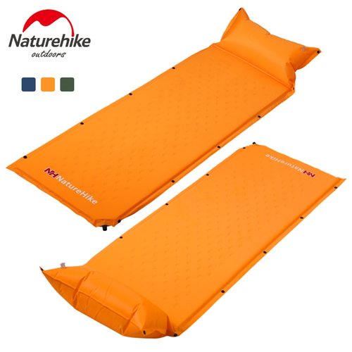 NATUREHIKE 슬리핑 캠핑 매트 매트리스 자기 팽창 패드 휴대용 침대 베개 텐트 단일 사람 FOLDABLE