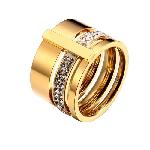 여성 반지에 대한 스테레스 스틸 로즈 골드 반지 돌과 크리스탈 럭셔리 약혼 웨딩 보석 선물