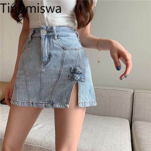 TINOMISWA 패션 반바지 여자 여름  새로운 높은 허리 지퍼 플라이 버튼 스트리트웨어 엉덩이 무릎 위 분할 여자,