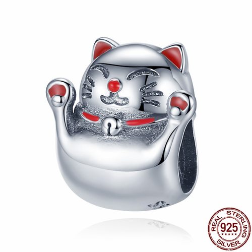 판매 큐트 고양이 매력 구슬 원래 3MM 팔찌 매달려 100 진짜 925 스털링 실버 DIY 쥬얼리 만들기