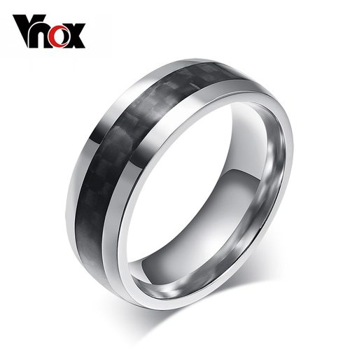 VNOX 패션 남성 반지 탄소 섬유 보석 스테리스 클래식 크리스마스 선물