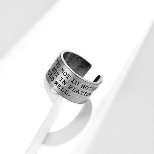 넓은 표면 큰 영어 문자 손가락 반지 티타늄 스테인레스 스틸 여성 남성 유닉스 빈티지 보석,  신제품