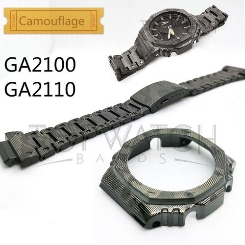 카모 금속 GA2100 베젤 세트 사용자 정의 스테레스 스틸 시계 밴드 GA2110 스트랩 벨트 GA-2100 도구