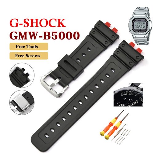 카시오 G-SHOCK GMW-B5000  실리콘 스트랩 스포츠 팔찌 시계 밴드 금속 홀더 베젤에 대한 고무 반지