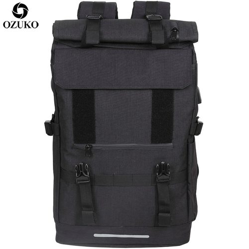 OZUKO  40L 대용량 여행 가방 남자 USB 충전 노트북 청소년을위한 다기능 남성 학교