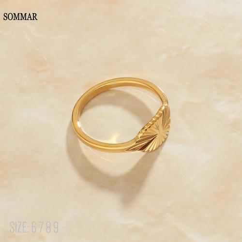 SOMMAR FLOATING CHARMS 골드 컬러 사이즈 6 7 8 여성 너클 링 SUN TOTEM SEAL PRICES IN EUROS 그녀를위한 선물