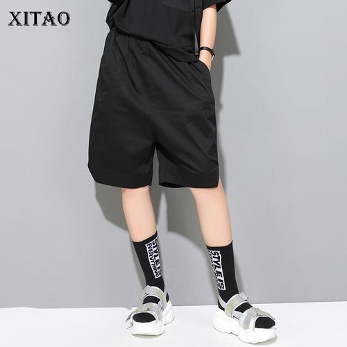 XITAO 유럽 원래 여성 블랙 탄성 허리 인과 박시 성격  여름 패션 디자인 반바지 DMY4634