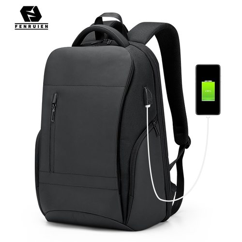 FENRUIEN 남성 방수 가방 패션 여행 학교 일상 작업 USB 충전 백팩 15.6 치 노트북에 적합