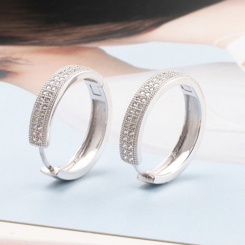 로맨틱 러블리 다이아몬드 보석 실버 귀걸이 여성을 위한 925 스털링 웨딩 오피스 신부를