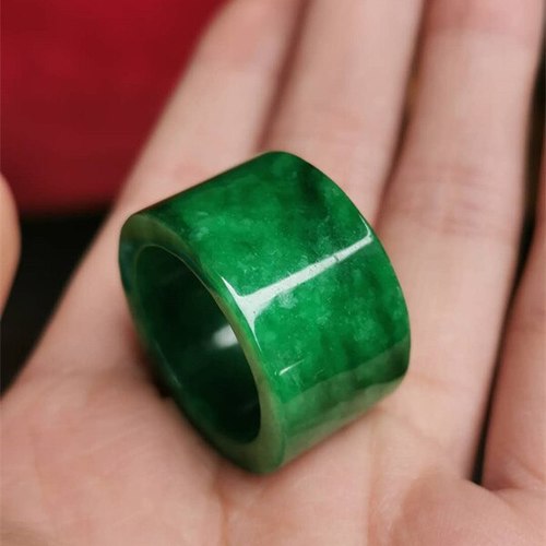 100 리얼 녹색 옥 반지  새겨진 브랜드 돌 남성 보석 에메랄드 JADEITE 인증서