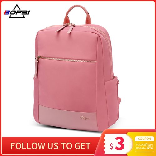 BOPAI- 노트북 배낭 여성 14 인치 방수 핑크 패션 여행 DAYPACKS 학교 백 팩 십대 소녀를위한 가방