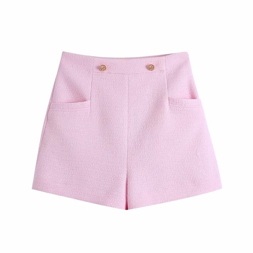 새로운 사용자 정의 여름 패션 일반 박시 핑크 여성 반바지 단추