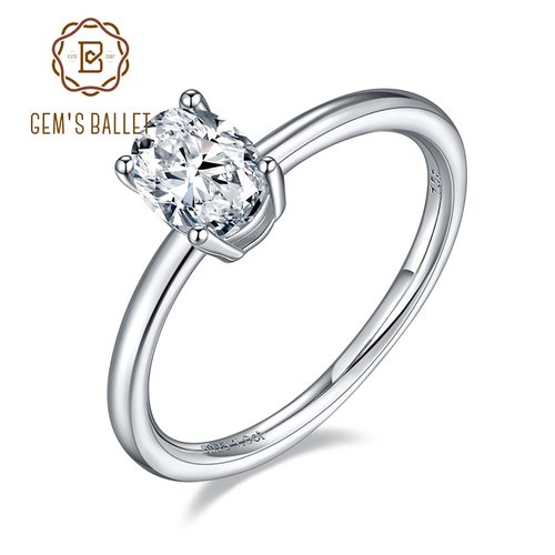 GEM&#039;S BALLET 10CT 57MM 타원형 MOISSANITE 로우세트 바구니 SOLITAIRE ENGAGEMENT 여성용 반지 925 스털링 실버 RINGS