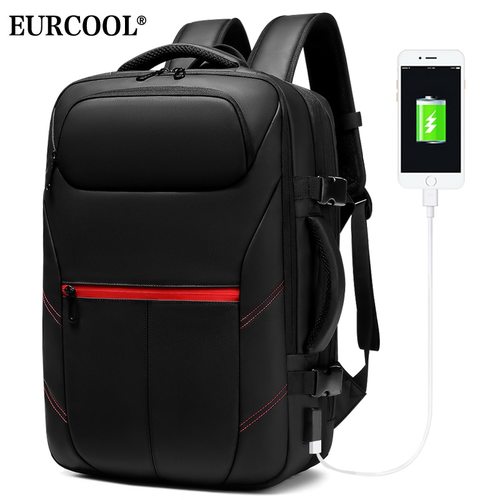 EURCOOL 남자 여행 가방 확장 가능한 대용량 남성 MOCHILAS USB 충전 15.6 치 노트북 방수 N1962