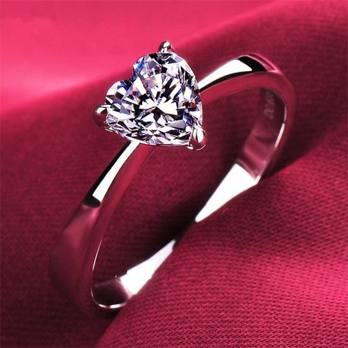 솔리드 플래티넘 PT950 1CT 하트 다이아몬드 여자 약혼 반지 약속 사랑 파 쥬얼리 그녀의 D 컬러 VVS1 아름다운 상자 선물