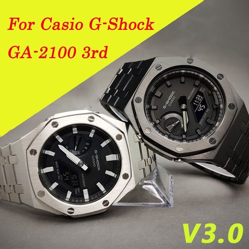 GA2100 카시오 G 쇼크 GA-2100 3 세대 메탈 시계 밴드 케이스 V3 호환 3RD 스테레스 스틸 스트랩 베젤