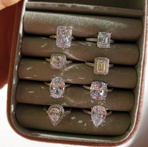 영원한 925 스털링 실버 칵테일 약혼 결혼 반지 손가락세트 여성 시뮬레이션 다이아몬드 플래티넘 파인 쥬얼리