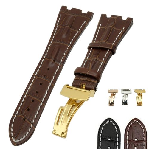 WATCH BAND FOR AP STRAPS 28MM 100 GENUINE LEATHER HANDMADE STRAP WITH STEEL DEPLOYMENT BUCKLE DIY RE
